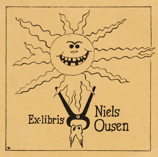 Exlibris by Mogens Zieler from Denmark for Niels Ousen - Sun 