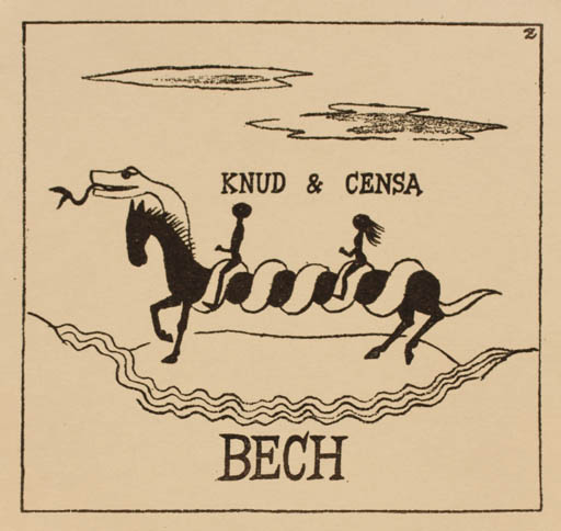 Exlibris by Mogens Zieler from Denmark for Knud & Censa Bech - Fauna Horse Couple 