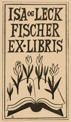 Exlibris by Mogens Zieler from Denmark for Isa og Leck Fischer - Flower Book 