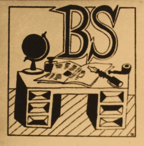 Exlibris by Mogens Zieler from Denmark for ? B.S. - Book Globe 