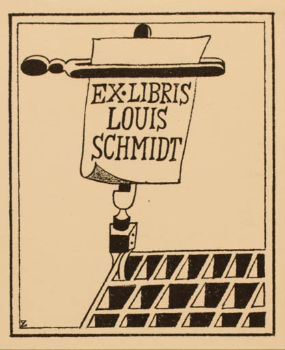 Exlibris by Mogens Zieler from Denmark for Louis Schmidt - Working 