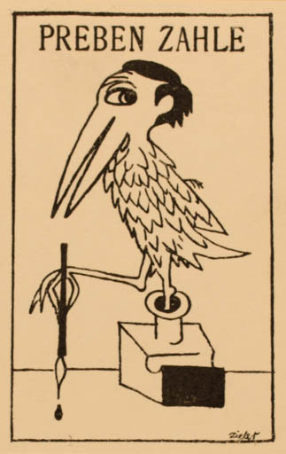 Exlibris by Mogens Zieler from Denmark for Preben Zahle - Bird 