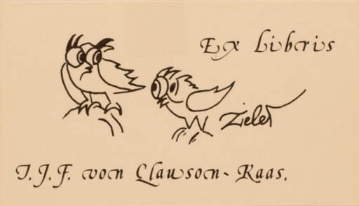 Exlibris by Mogens Zieler from Denmark for Ib Clausen - Owl 