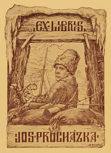 Exlibris by Karel Stapter from Czechoslovakia for Jos Prochazka - Man 