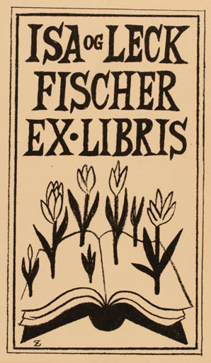 Exlibris by Mogens Zieler from Denmark for Isa og Leck Fischer - Flower Book 