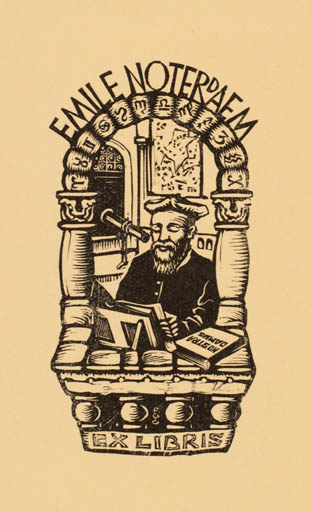 Exlibris by F. Gamaliel from Netherland for Emile Noterdaem - Working Book Cosmos Man Science 