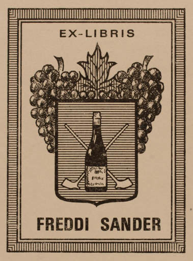 Exlibris by Percy Hygom from Denmark for Freddi Sander - Wine 