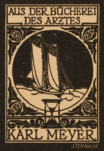 Exlibris by ? Sternaux from Germany for Karl Meyer - Maritime 